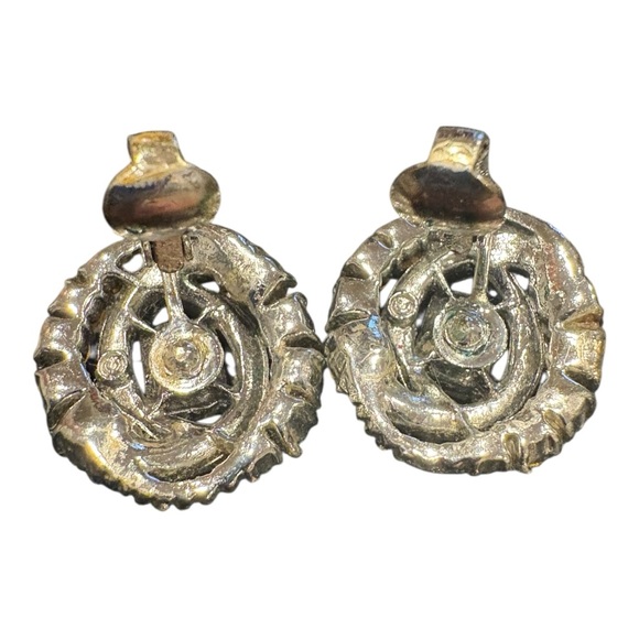 Vintage Coro Sparkling Rhinestone Earrings & Silver Stretch Bracelet Set J17 - Picture 6 of 10